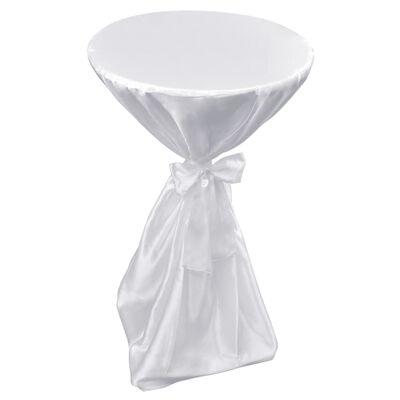 Table Cover White 80 cm with Ribbon 2 pcs
