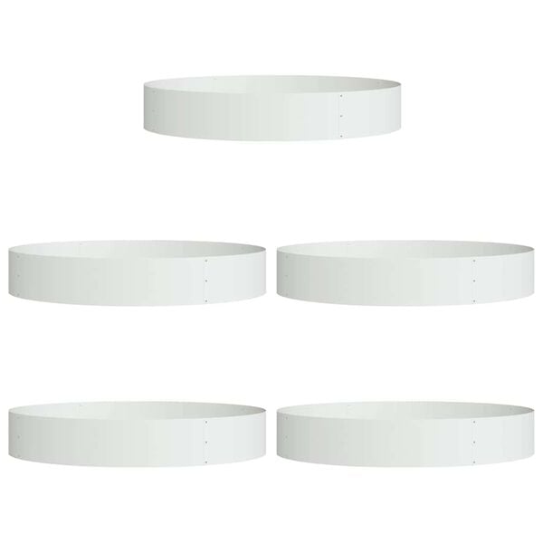vidaXL Planter Ring 5 pcs White 120 x 120 x 20 cm Cold-rolled Steel