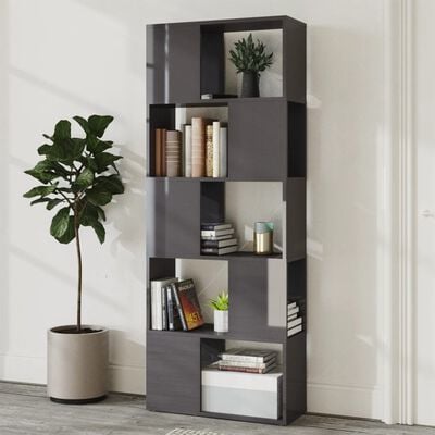 vidaXL Book Cabinet Room Divider High Gloss Grey 60x24x155 cm