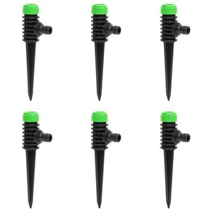 vidaXL Rotating Sprinklers 6 pcs Green and Black 3x6x19.5 cm ABS & PP