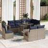 vidaXL 9 Piece Garden Sofa Set with Cushions Grey Poly Rattan
