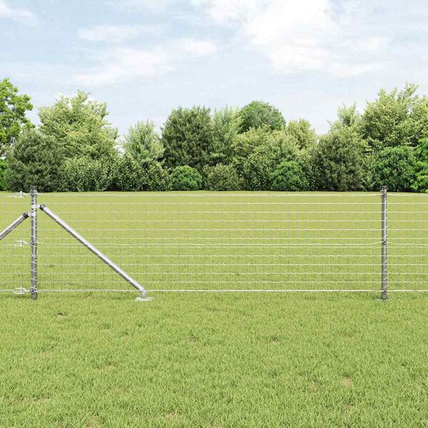 vidaXL Fence Posts Manual 13 pcs Silver Ø32mm 100 cm Galvanised steel