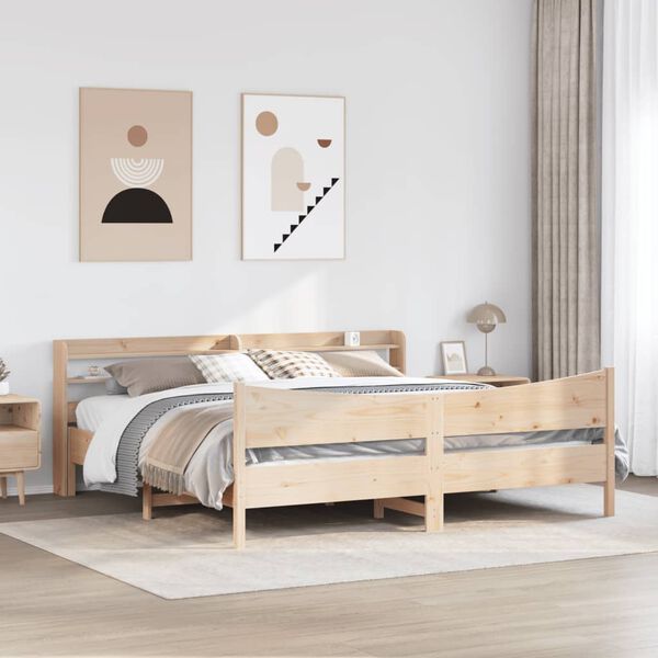 vidaXL Bed Frame with Headboard 180x200 cm Super King Solid Wood Pine