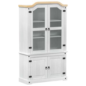 vidaXL Display Cabinet White 103.5 x 42 x 180 cm Solid Pine Wood