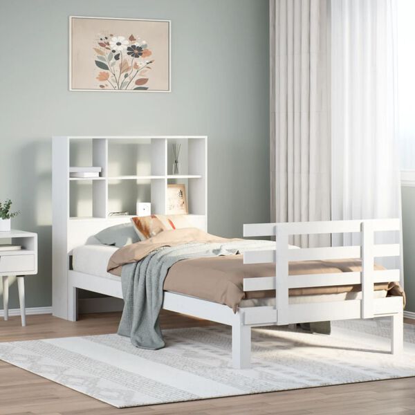 vidaXL Bookcase Bed without Mattress White 90x190 cm Single Solid Wood Pine
