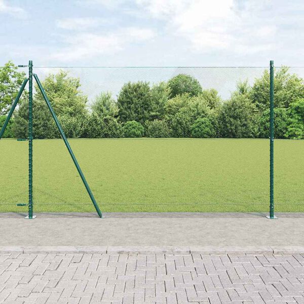 vidaXL Fence with Posts Green 1.4 x 10 m PVC-coated steel