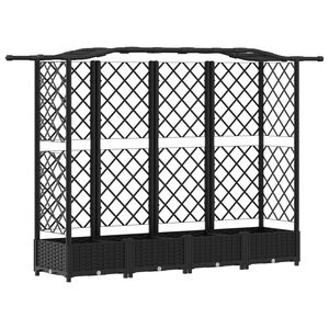vidaXL Raised Bed with Trellis and Roof Black 203.5 x 40 x 123 cm PP