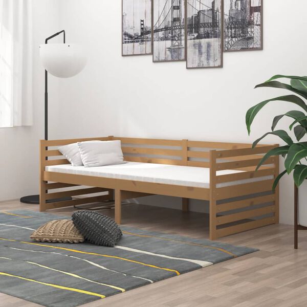 vidaXL Day Bed without Mattress Honey Brown Solid Wood Pine 90x200cm