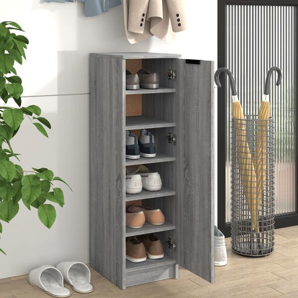 vidaXL Shoe Cabinet Grey Sonoma 30x35x100 cm Engineered Wood