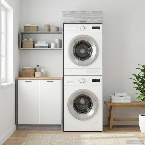 vidaXL Wash Machine Cabinet with Door Grey Sonoma 67.5 x 68 x 200 cm