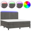 vidaXL Box Spring Bed with Mattress&LED Dark Grey 160x200 cm Velvet