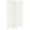 vidaXL Room Divider 3 Panels Retro White Solid Wood Paulownia