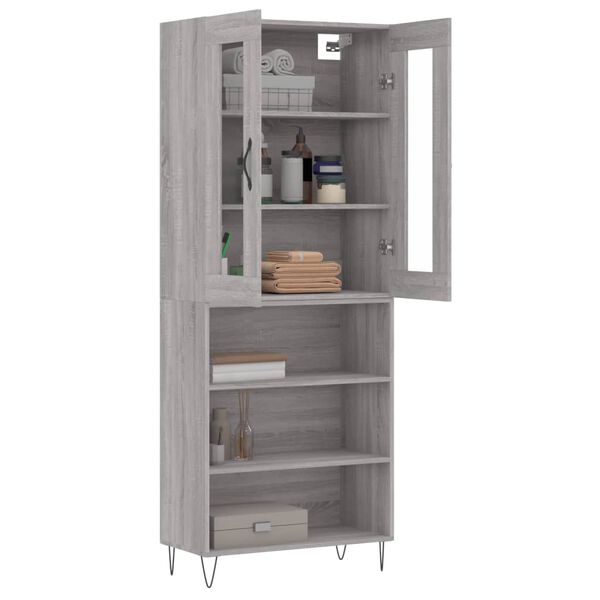 vidaXL Highboard Grey Sonoma 69.5x34x180 cm Engineered Wood
