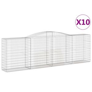 vidaXL Arched Gabion Baskets 10 pcs 400x50x120/140 cm Galvanised Iron