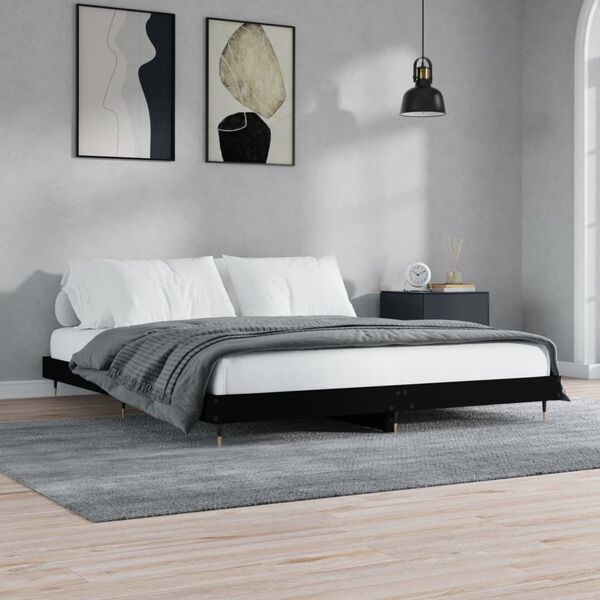 vidaXL Bed Frame without Mattress Black 120x200 cm Engineered Wood
