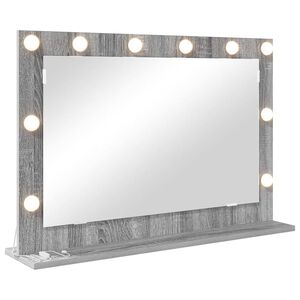 vidaXL Vanity Mirror with LED Strip Lights Grey Sonoma 80 x 55 x 18 cm