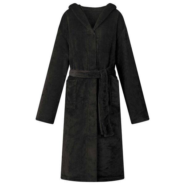 vidaXL Bathrobe Hoodie Black XXXL Flannel