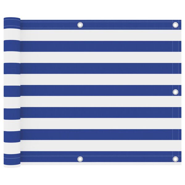 vidaXL Balcony Screen White and Blue 75x300 cm Oxford Fabric