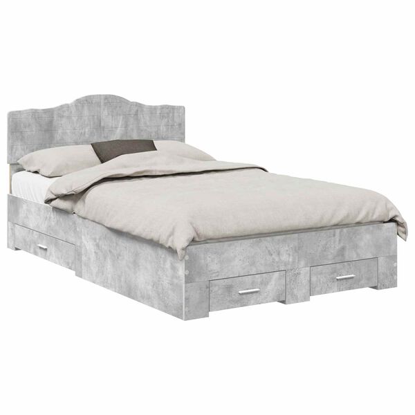 vidaXL Bed Frame Concrete Grey 120 x 200 cm Engineered Wood