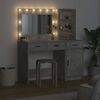 vidaXL Dressing Table with Mirror Lights 2 pcs Grey Engineered Wood