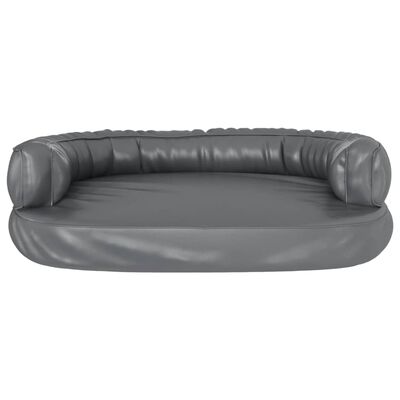 vidaXL Ergonomic Foam Dog Bed Grey 88x65 cm Faux Leather