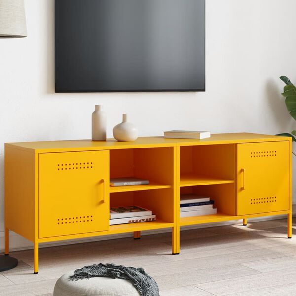 vidaXL TV Cabinets 2 pcs Mustard Yellow 68x39x50.5 cm Steel