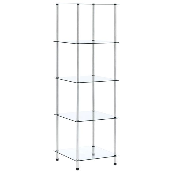 vidaXL 5-Tier Shelf Transparent 40x40x130 cm Tempered Glass