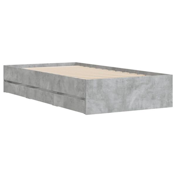 vidaXL Bed Frame with Drawers without Mattress Concrete Grey 90x200 cm