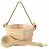 vidaXL Sauna Bucket 2 pcs Brown Solid Pine Wood and Hemp