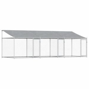 vidaXL Dog Cage with Roof and Doors Grey 6x2x2 m Galvanised Steel