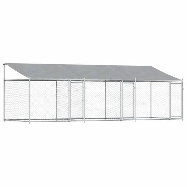 vidaXL Dog Cage with Roof and Doors Grey 6x2x2 m Galvanised Steel