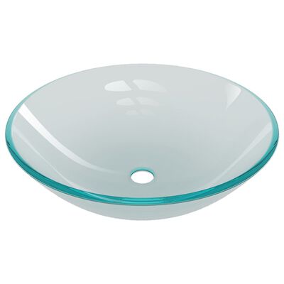 vidaXL Bathroom Sink with Tap and Push Drain Frosted Tempered Glass