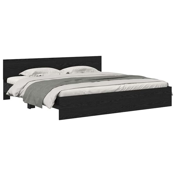 vidaXL Bed Frame with Headboard Black Oak 180 x 200 cm Engineered Wood