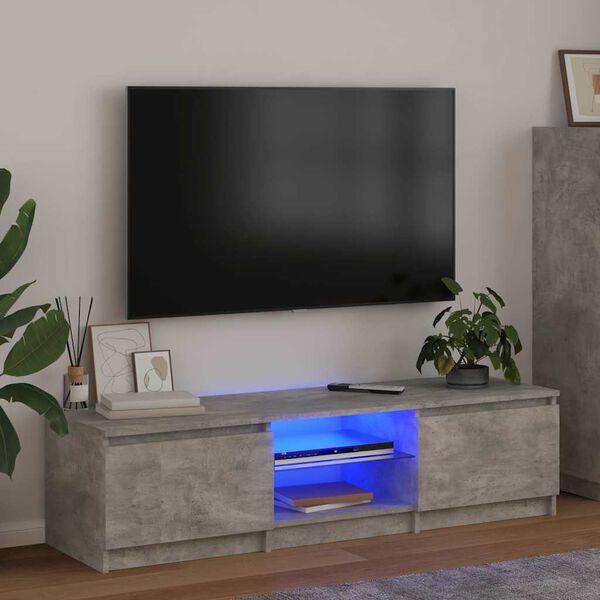 vidaXL TV Cabinet with LED Lights Concrete Grey 140x40x36 cm