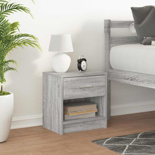 vidaXL Bedside Cabinet with Drawer Grey Sonoma 39x28x41 cm