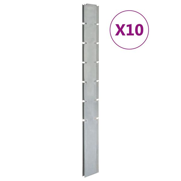 vidaXL Garden Fence Posts 10 pcs Silver 180 cm&nbsp;Galvanised Steel