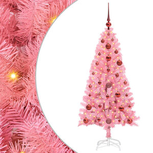 vidaXL Christmas Tree with 150 LEDs with Stand Pink 120 cm PVC