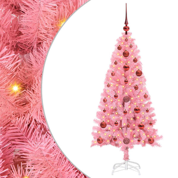 vidaXL Christmas Tree with 150 LEDs with Stand Pink 120 cm PVC