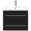 vidaXL Bathroom Sink Cabinet with Built-in Basin Black