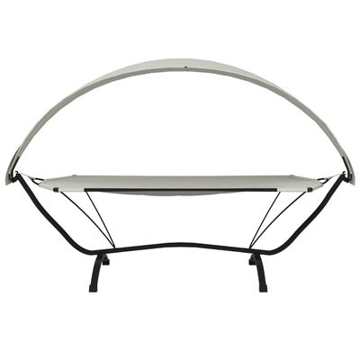 vidaXL Outdoor Lounge Bed with Canopy Cream Steel and Oxford Fabric