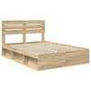 vidaXL Bed Frame with Headboard Sonoma 140 x 190 cm Solid Pine Wood