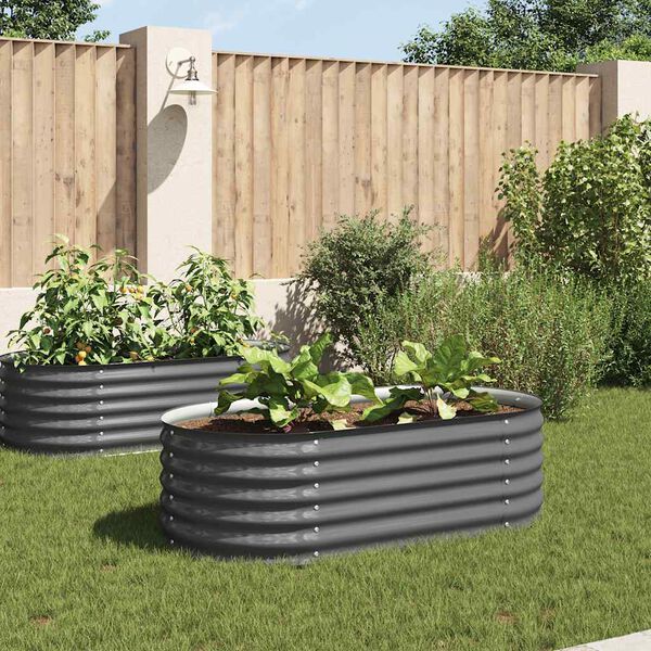 vidaXL Garden Raised Bed 160x80x44 cm Galvanised Steel Grey