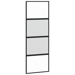 vidaXL Sliding Door Black 76x205 cm Tempered Glass and Aluminium