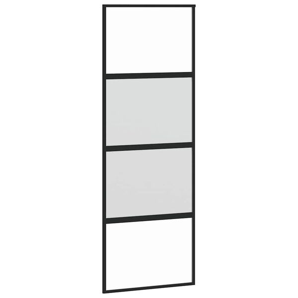 vidaXL Sliding Door Black 76x205 cm Tempered Glass and Aluminium