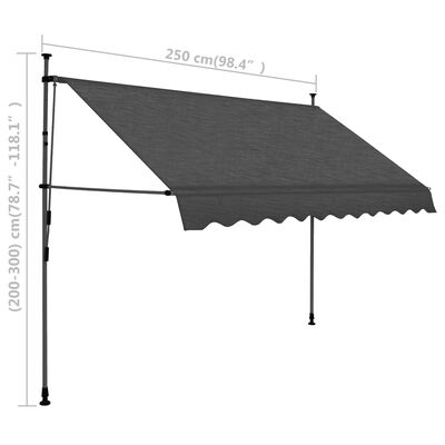 vidaXL Manual Retractable Awning with LED 250 cm Anthracite