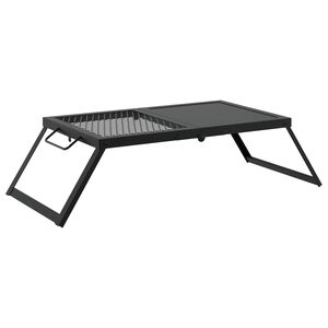 vidaXL Foldable Camping Grill 31.5 x 26.5 x 4 cm Alloy Steel Black