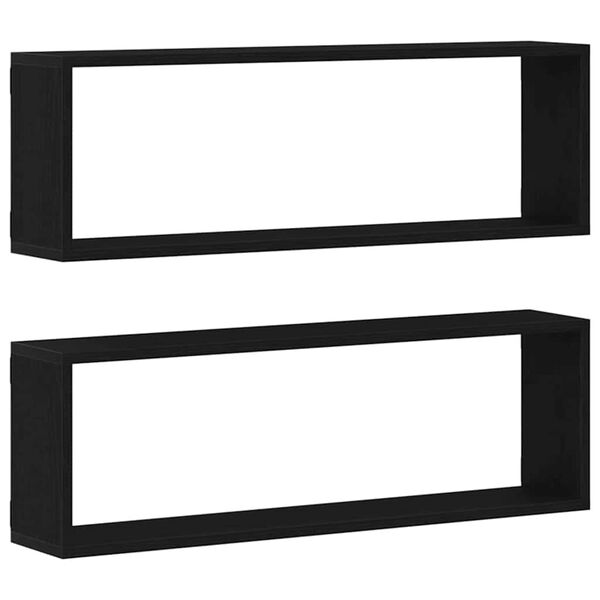 vidaXL Wall Shelf 2 pcs Black oak 80 x 15 x 26 cm Engineered wood