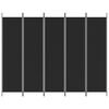 vidaXL 5-Panel Room Divider Black 250x200 cm Fabric