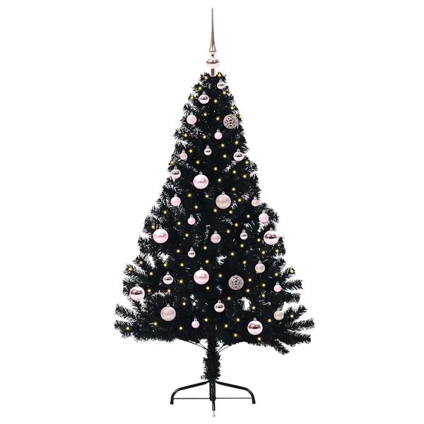 vidaXL Artificial Pre-lit Christmas Tree Black 150 cm PVC