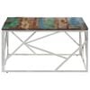 vidaXL Coffee Table Silver Stainless Steel and Solid Reclaimed Wood